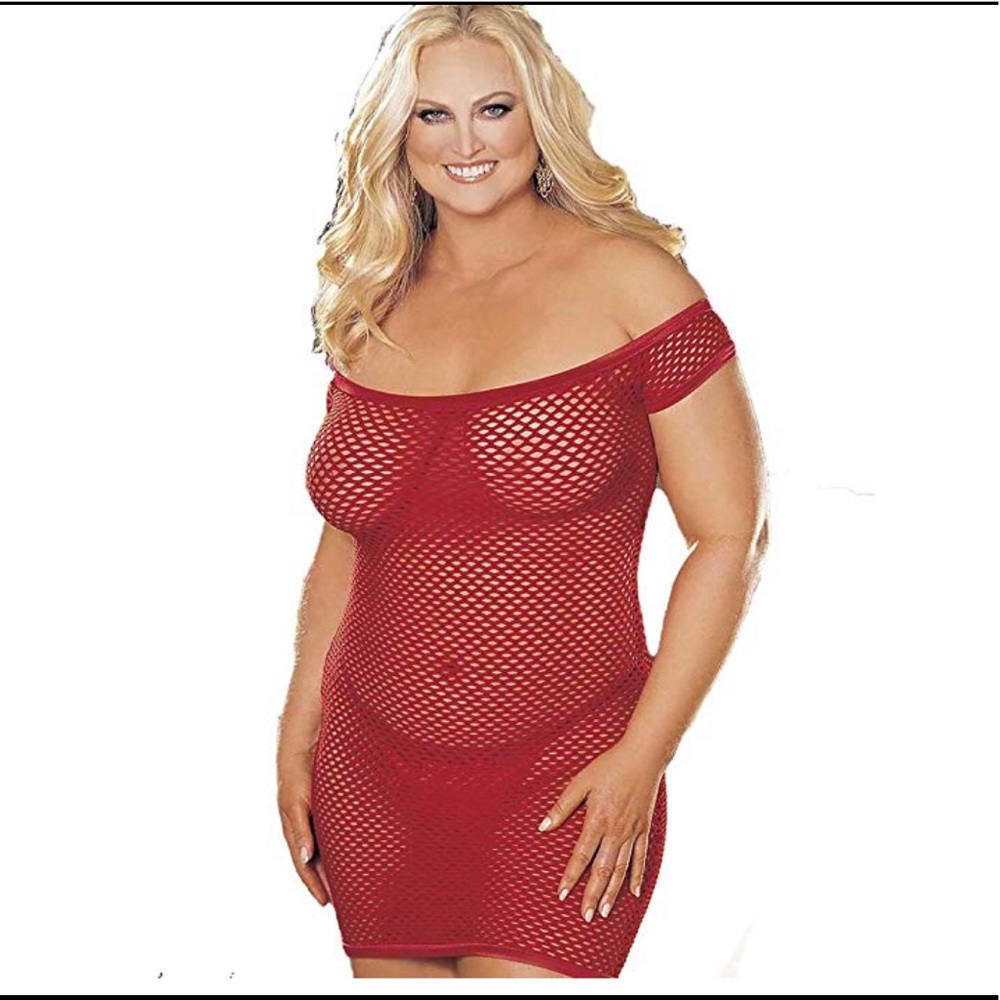 Fishnet chemise and thong set